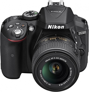 Nikon D5300 SLR-Digitalkamera (24,2 Megapixel, 8,1cm (3,2 Zoll) LCD-Display, Full HD, HDMI, WiFi, GPS, AF-System mit 39 Messfeldern) Kit inkl. AF-S DX 18-55 VR II Objektiv schwarz - 2